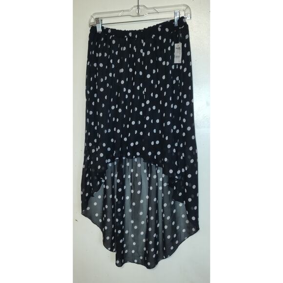 Charlotte Russe Polka Dot Skirt Sz S High Low Mini To Maxi Sheer Black NWT Lined - Picture 3 of 13